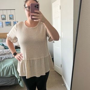 Cream waffle tunic